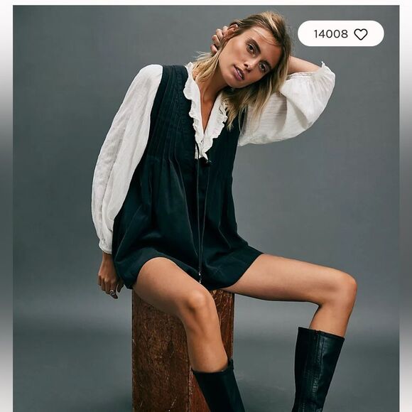 Free People Webster romper Black Sleeveless cotton one piece jumpsuit $128 XL - Picture 3 of 12